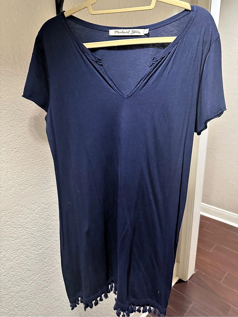 Michael Stars Blue Tassel Hem Mini Dress Size Large